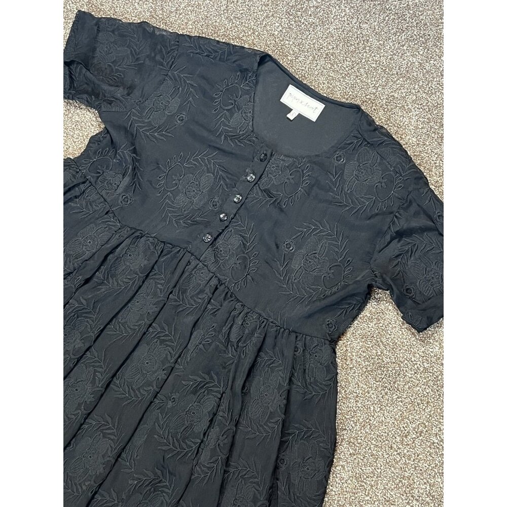 Piper & Scoot Women Ellie Dress Black Small Size Short Sleeves Lace Embroidery - Picture 13 of 13